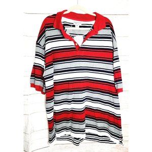 Vintage PJ Mark 3XL Red/Black/White Slit Hem 1/4 Button Up Men Shirt